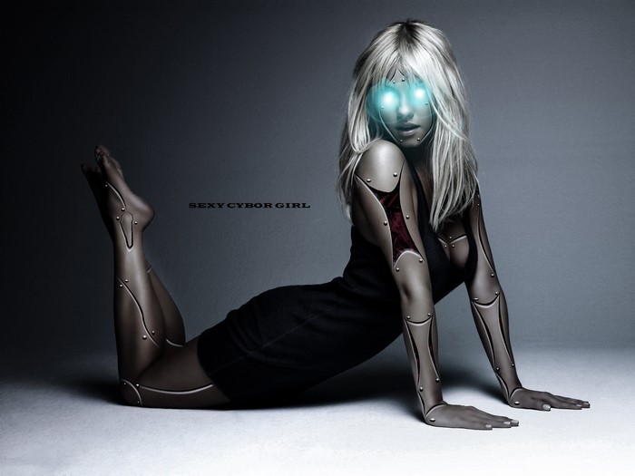 Cybernetic woman with glowing eyes