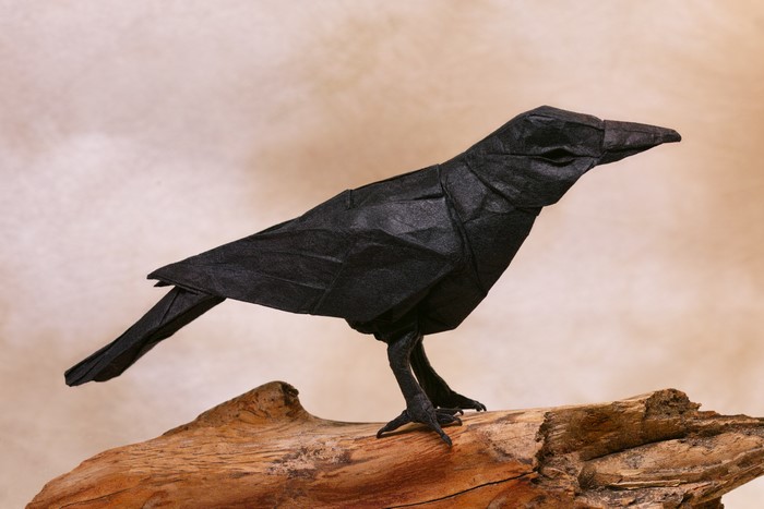Origami Crow on a Branch