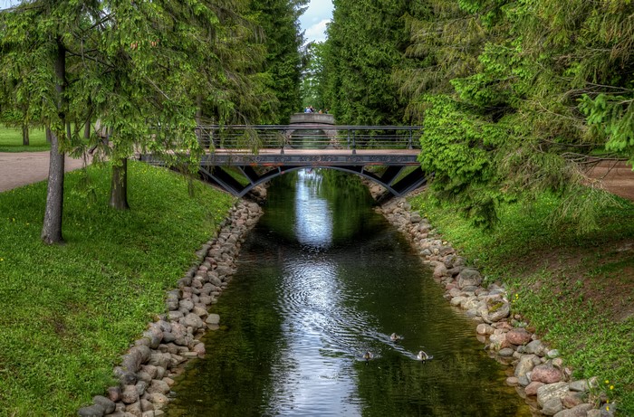Bridge over canal in Catherine Park, Pushkin, St. Petersburg
