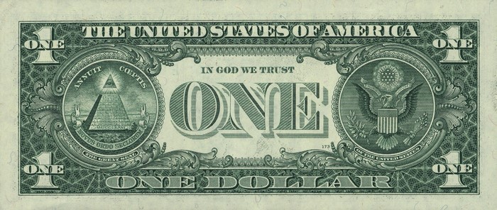 Back of a United States One Dollar Bill