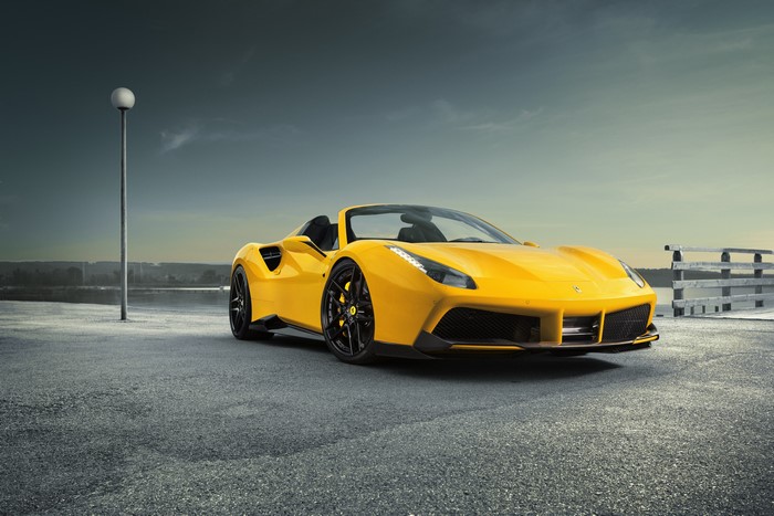 Yellow Ferrari 488 Spider Rosso Novitec