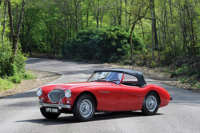 Red 1955-56 Austin Healey 100-4 (BN2) convertible