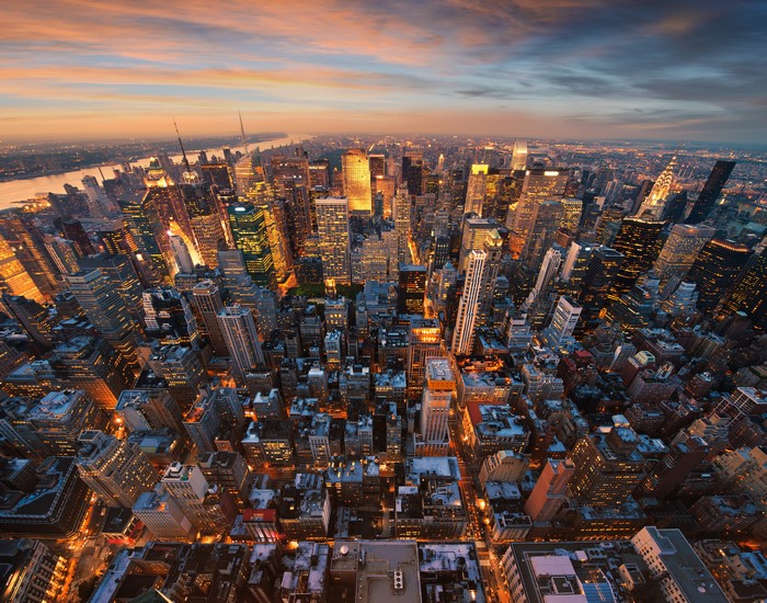 Manhattan Cityscape at Evening 4K