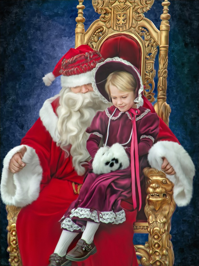 Santa Claus and a Girl on a Throne