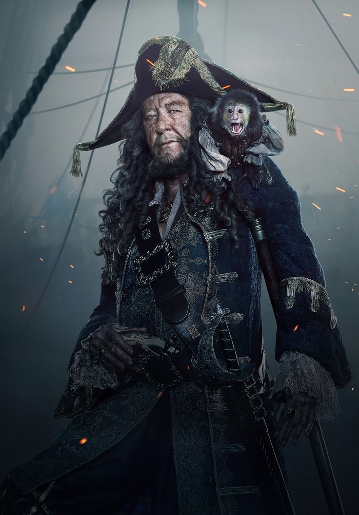 Captain Barbossa with Monkey from Pirates of the Caribbean
