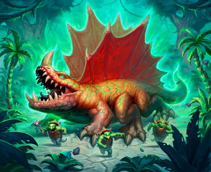 Massive Dinosaur and Goblins from Hearthstone