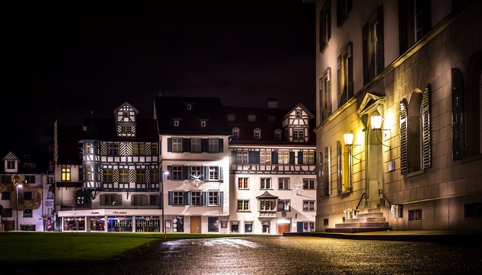 4K St. Gallen Switzerland Houses at Night