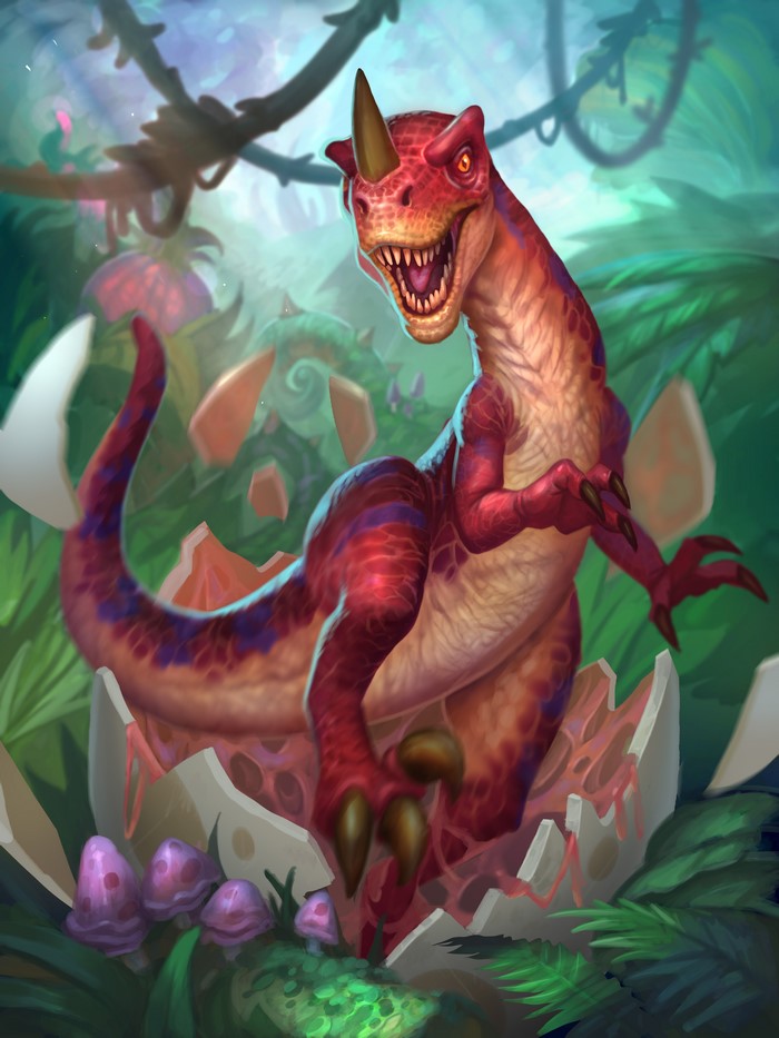 Raptor hatching from egg in Hearthstone