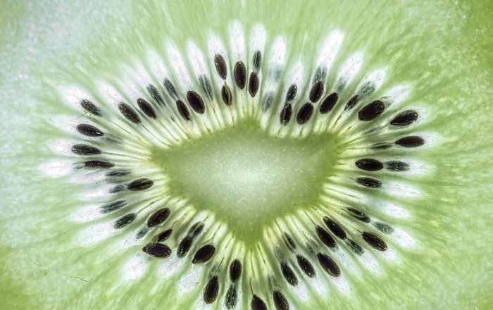 Macro view of a kiwi fruit slice