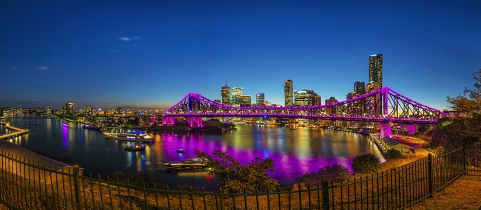 Brisbane Cityscape with Story Bridge at Night