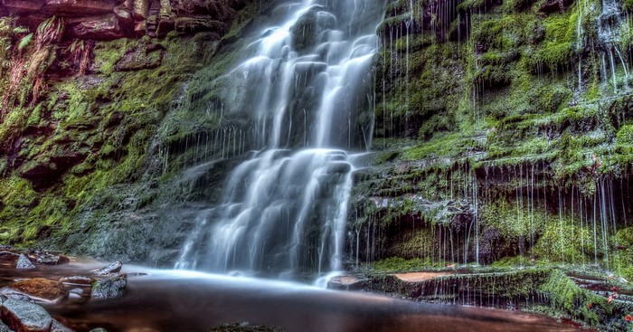 Middle Black Clough Waterfall in the United Kingdom