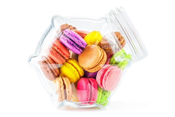 Macarons in a glass jar