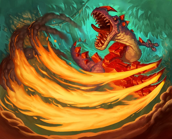 4K Dinosaur breathing fire from Hearthstone