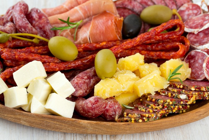 Sausage, Ham, Cheese, and Olives Platter