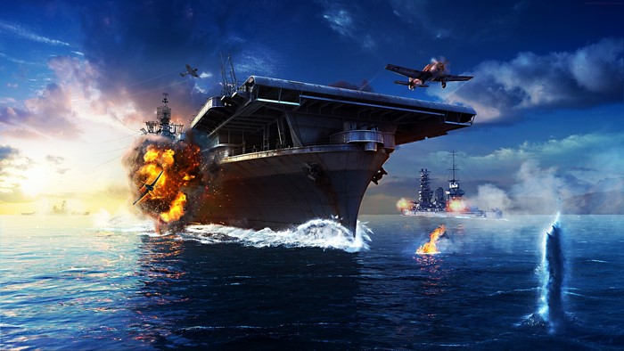 4K World of Warships: Aircraft Carrier Under Attack