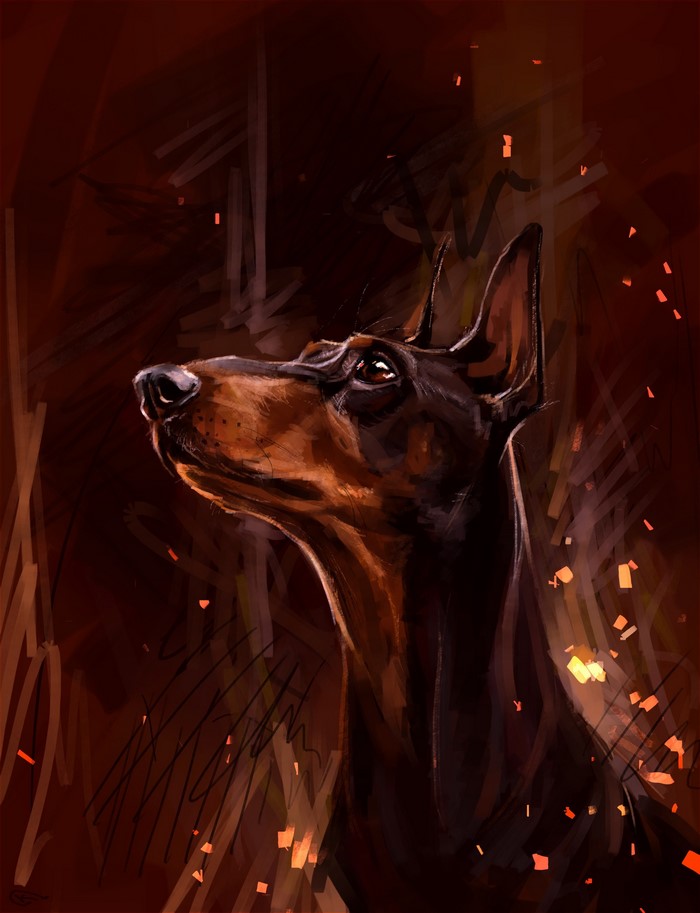 Doberman Pinscher Dog Painting