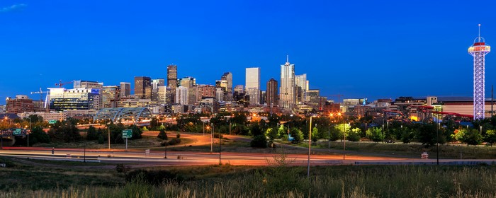 Denver Skyline at Dusk with Tower