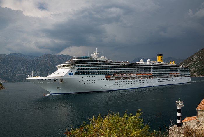 Costa Mediterranea cruise liner sailing on the sea