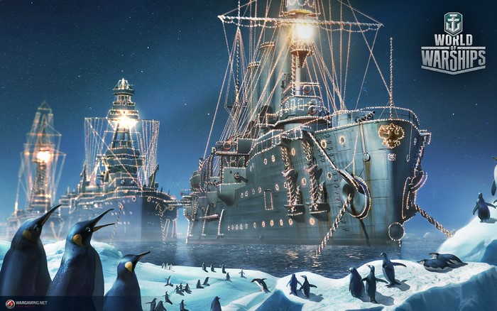 World of Warships Aurora cruiser with penguins