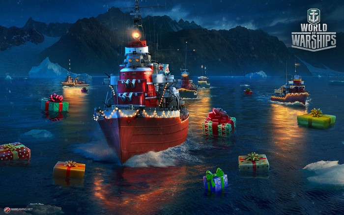 Tashkent from World of Warships decorated for Christmas