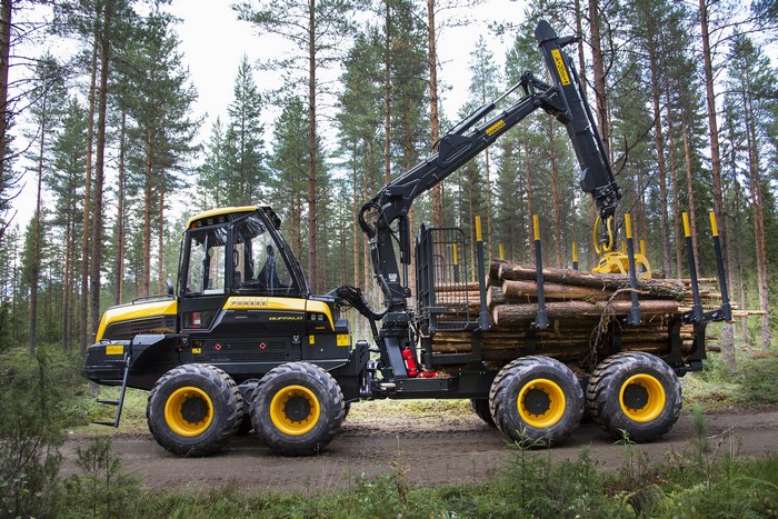 Ponsse Buffalo Forwarder with Logs in Forest