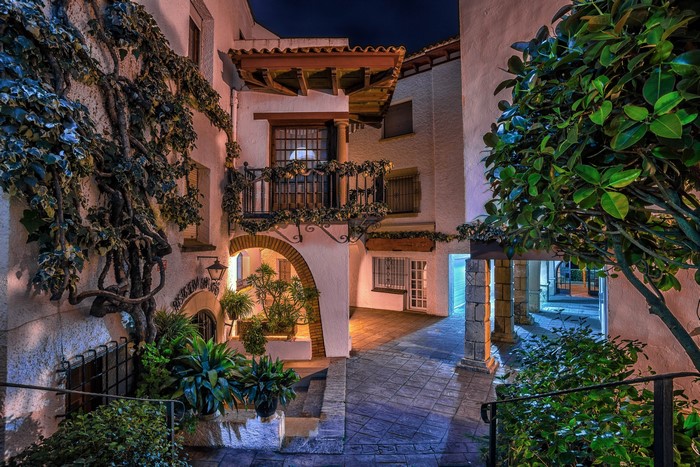 Courtyard in Bara Catalonia, Spain at Evening