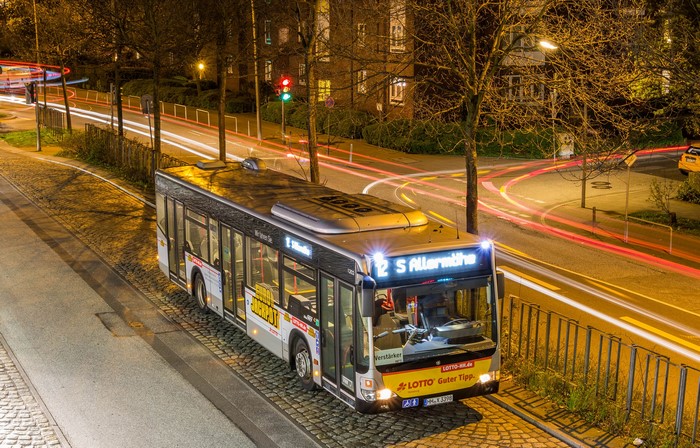 Bus at Night with Light Trails
