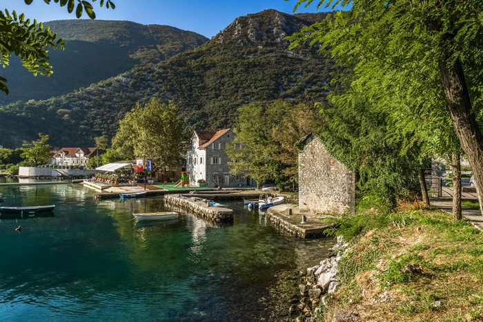4K Igalo Herceg Novi Montenegro Coast Houses Mountains Marinas Boats
