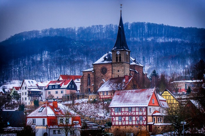 Lengenfeld unterm Stein, Thuringia, Germany in Winter