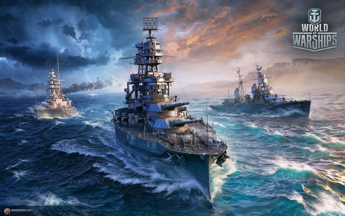 Battleships in rough seas, World of Warships