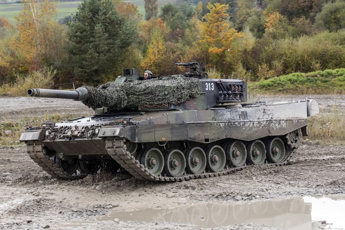 Leopard 2 Tank with Camouflage Netting