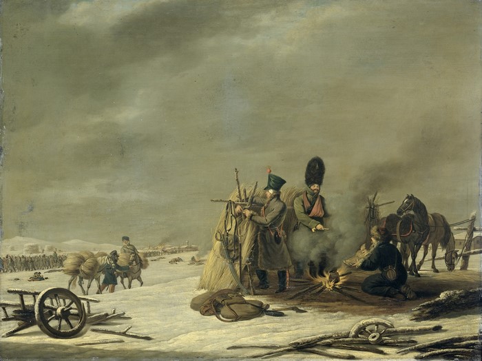 Soldiers by a Bonfire during Napoleon's Retreat from Russia