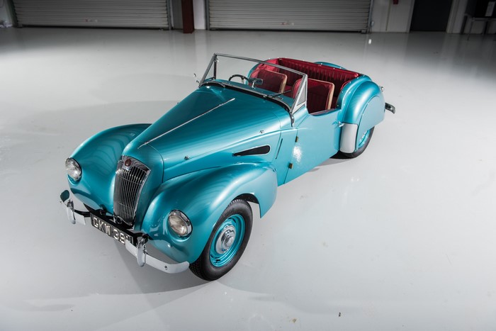 Retro light blue cabriolet car