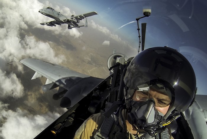 Pilot in A-10 Thunderbolt II Cockpit