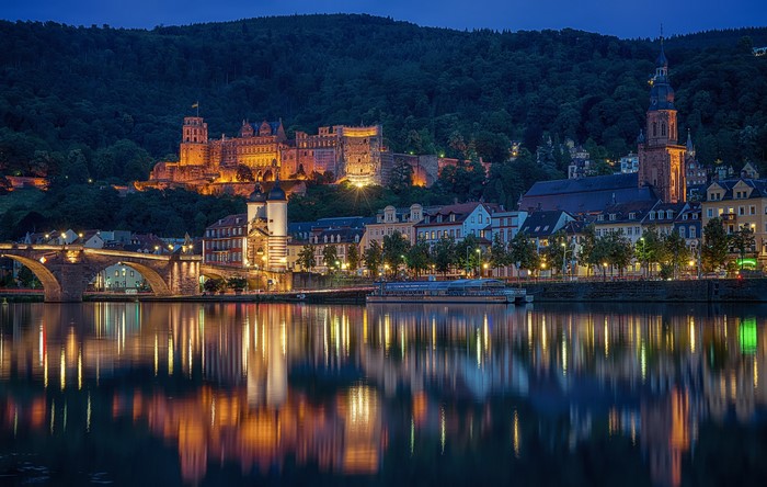 Heidelberg Castle and Old Bridge at Night