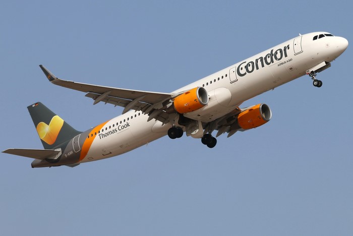 Airbus A321-211 Condor airplane in flight