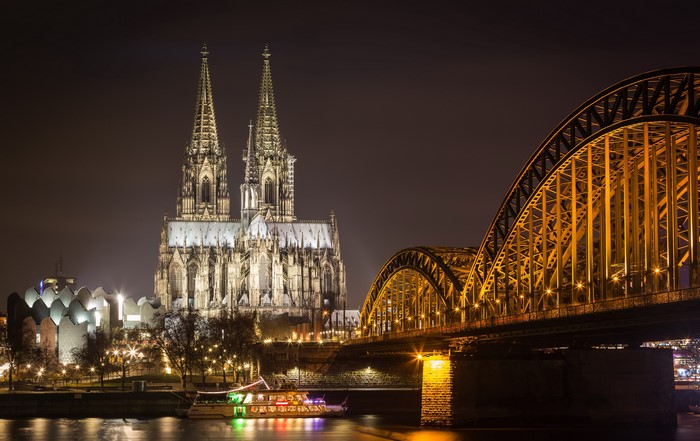 Cologne Cathedral and Hohenzollern Bridge at Night