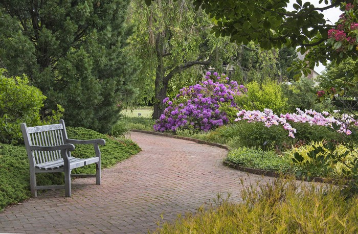 Bench in Tower Hill Botanical Garden, USA