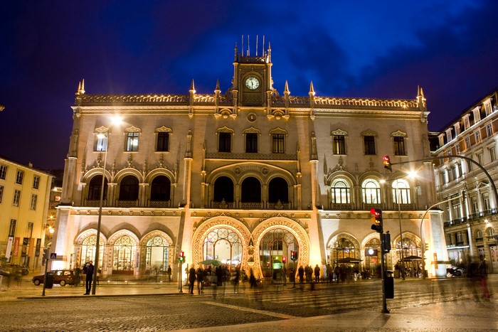 Lisbon train station at night