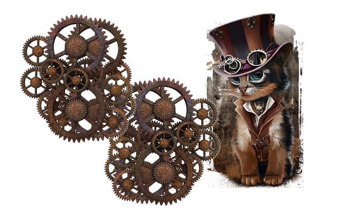 Steampunk cat with gears