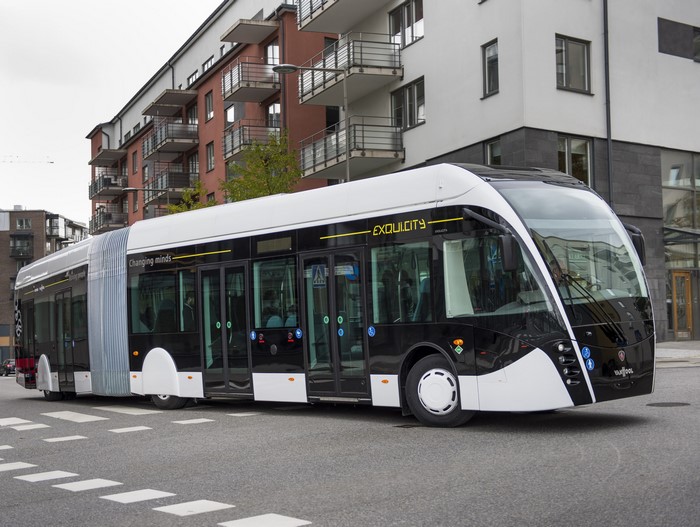 Van Hool Exqui City articulated bus on street