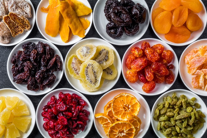 Colorful Plates of Assorted Dried Fruits 4K