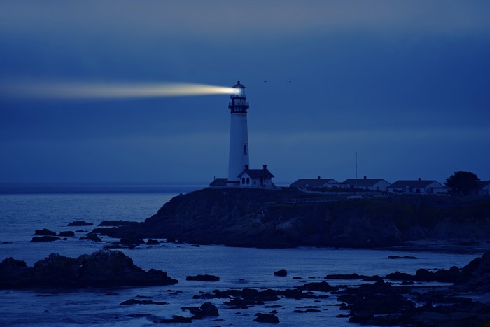 4K Lighthouse on California Coast at Night