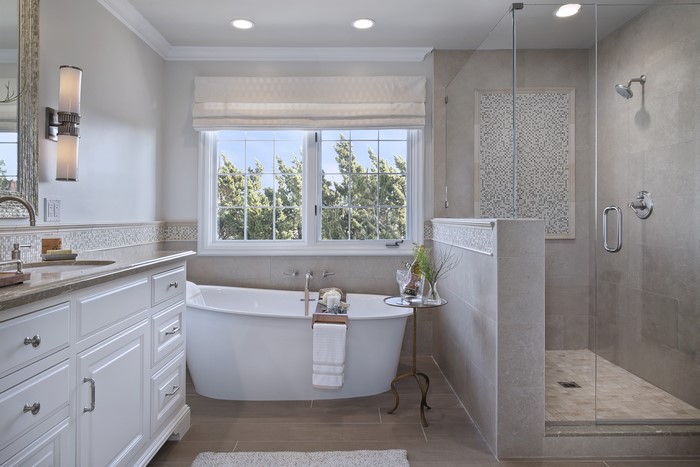Modern Bathroom with Freestanding Tub and Shower