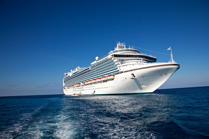 Cruise liner sailing on the sea