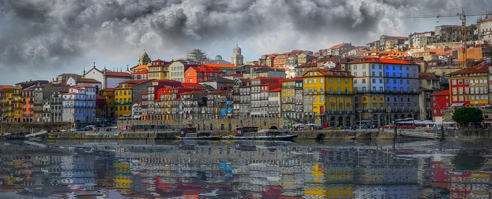 Porto Houses on Douro River, Portugal
