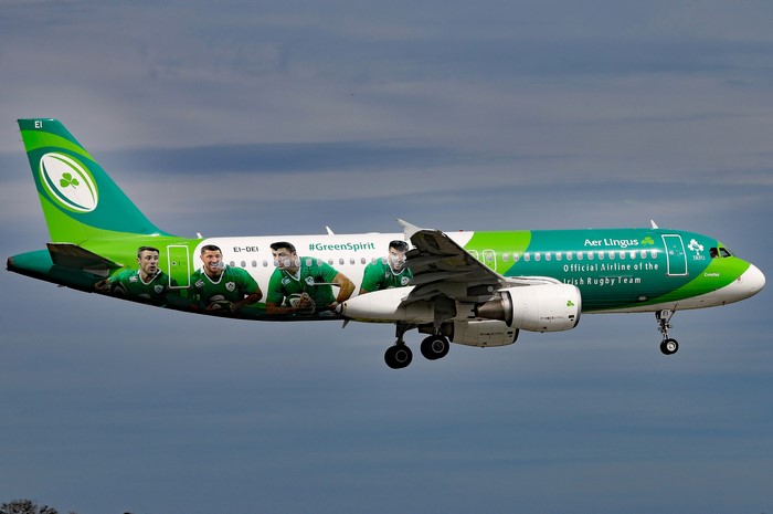 Aer Lingus Airbus A320-214 with Irish Rugby Team livery