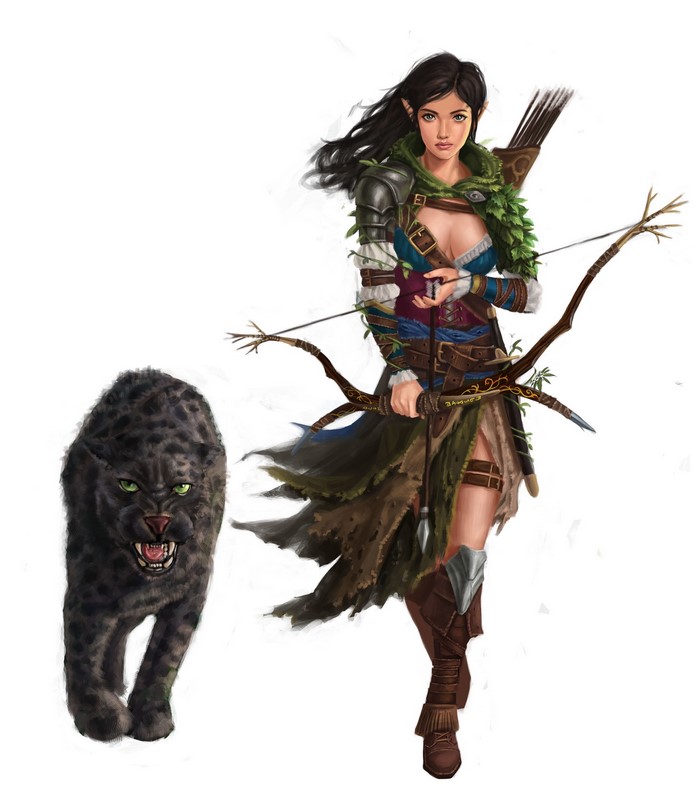 Elf Archer with Panther Companion
