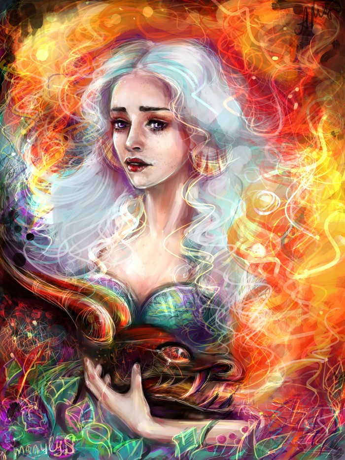 Daenerys Targaryen from Game of Thrones, Painting Art