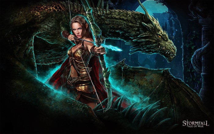 Elf Archer and Dragon in Stormfall: Age of War